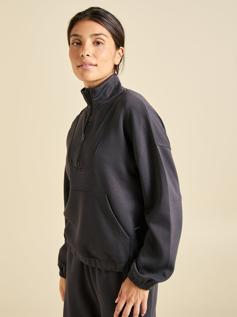 Sweat col camionneur - ekstract Noir - Kiabi