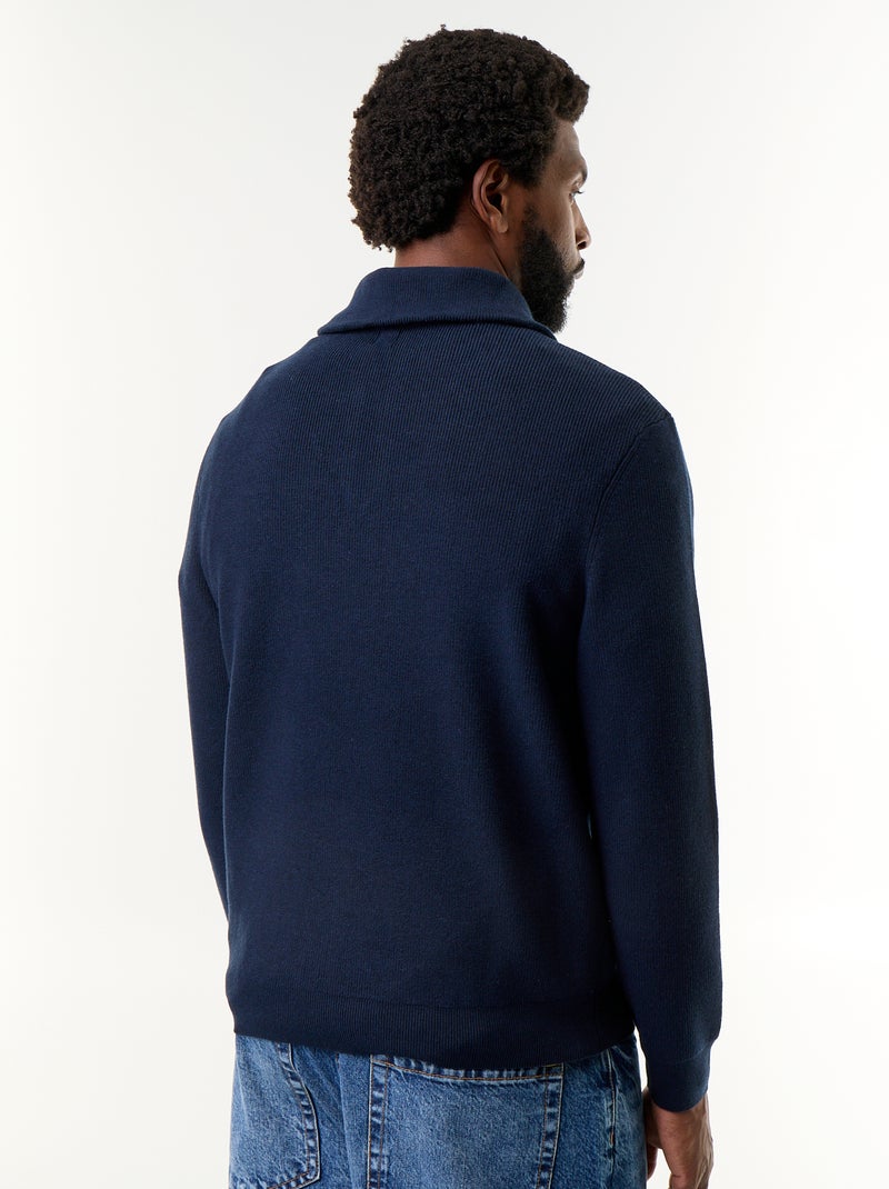 Sweat col camionneur zippé Bleu - Kiabi