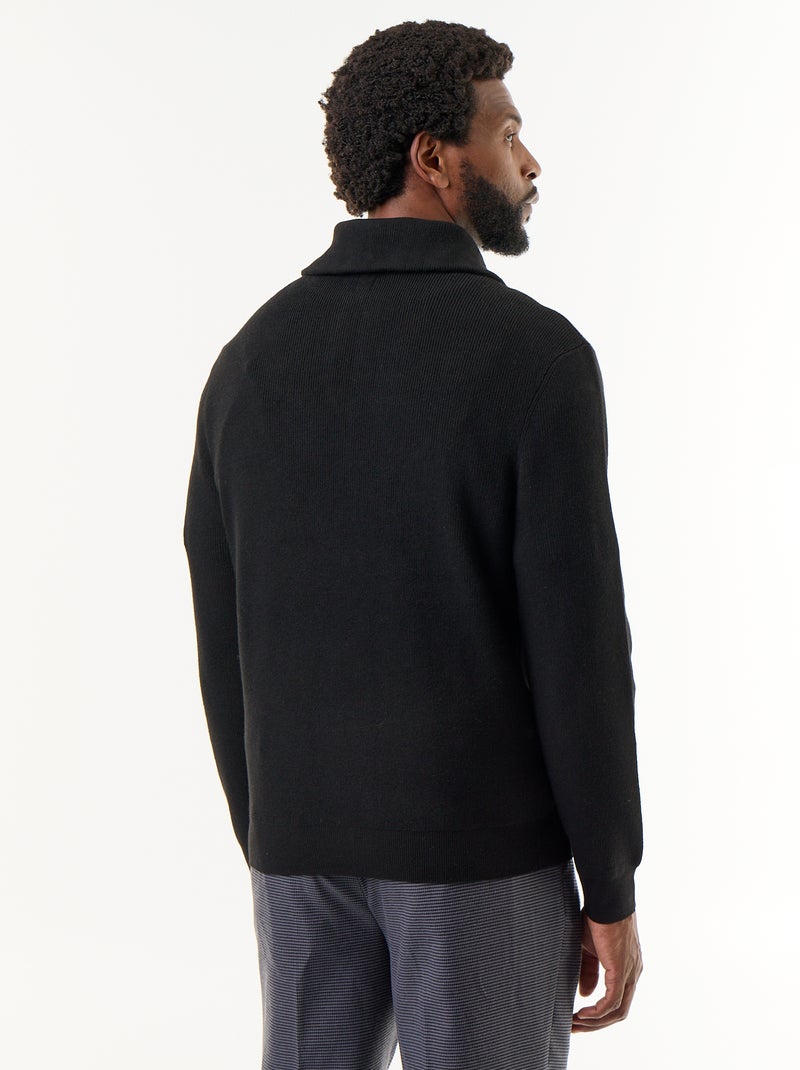 Sweat col camionneur zippé Noir - Kiabi