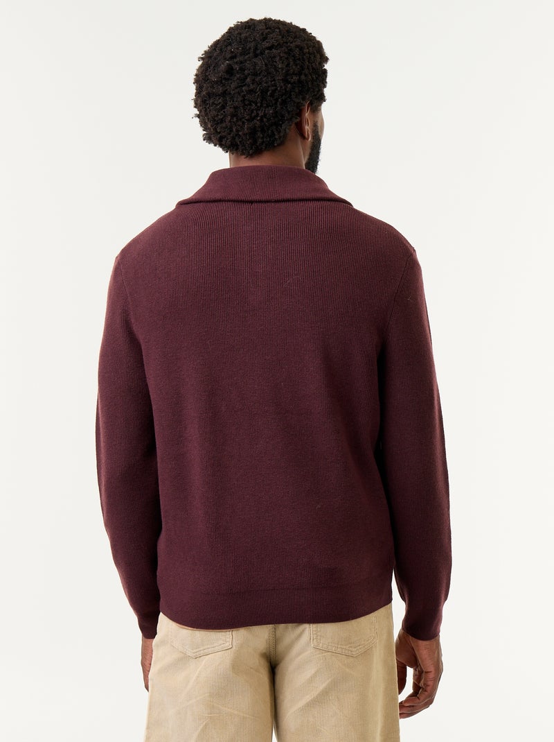 Sweat col camionneur zippé Rouge - Kiabi