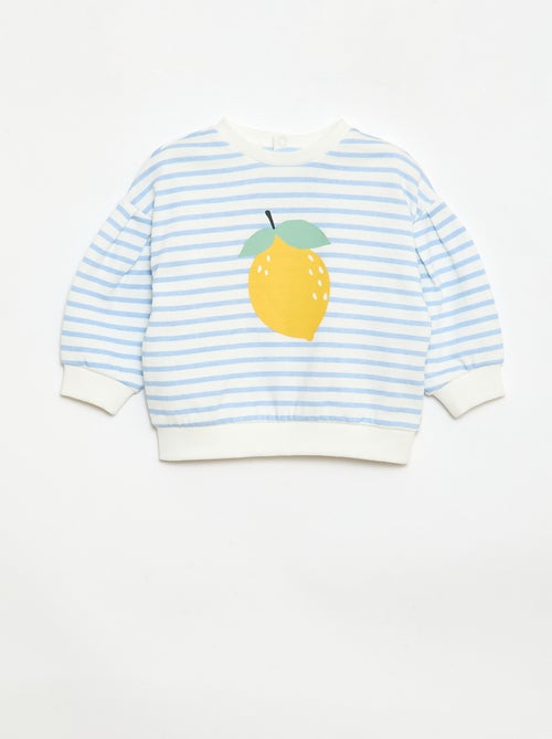 Sweat col rond en molleton léger à motif - Kiabi