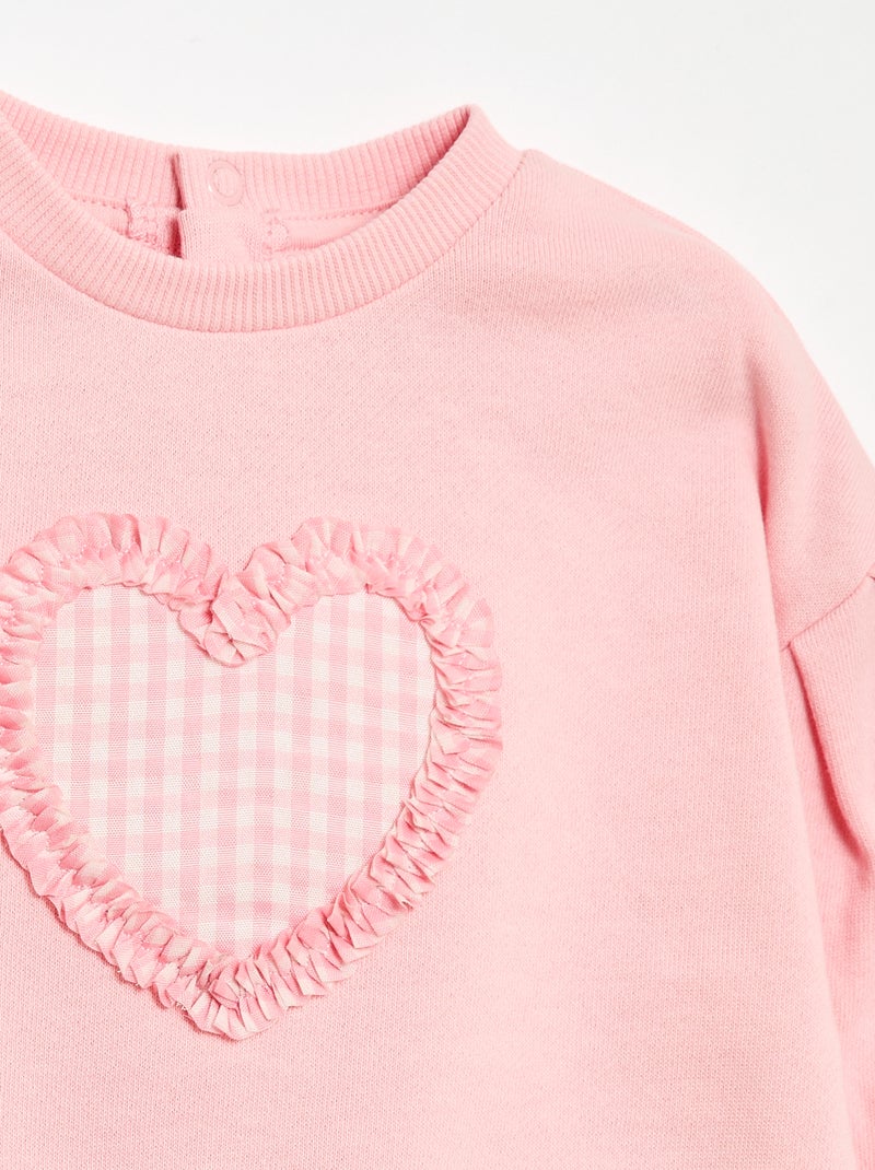 Sweat col rond en molleton léger à motif Rose - Kiabi