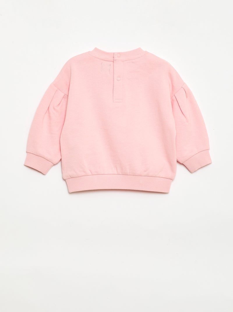 Sweat col rond en molleton léger à motif Rose - Kiabi