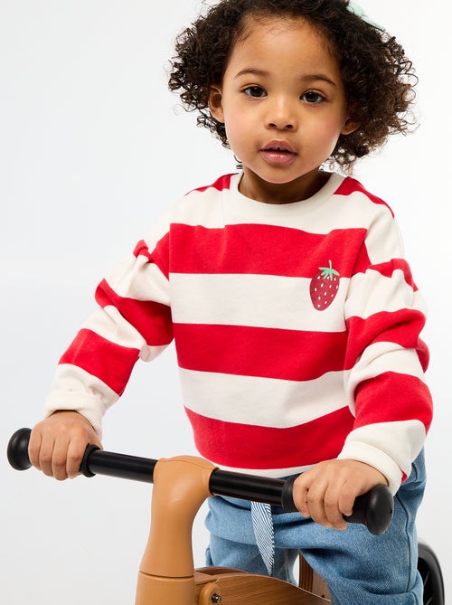 Sweat col rond en molleton léger à motif - Kiabi