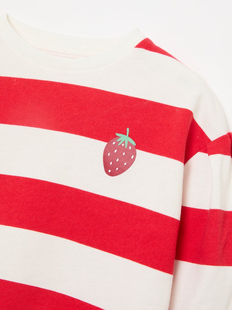 Sweat col rond en molleton léger à motif Rouge - Kiabi