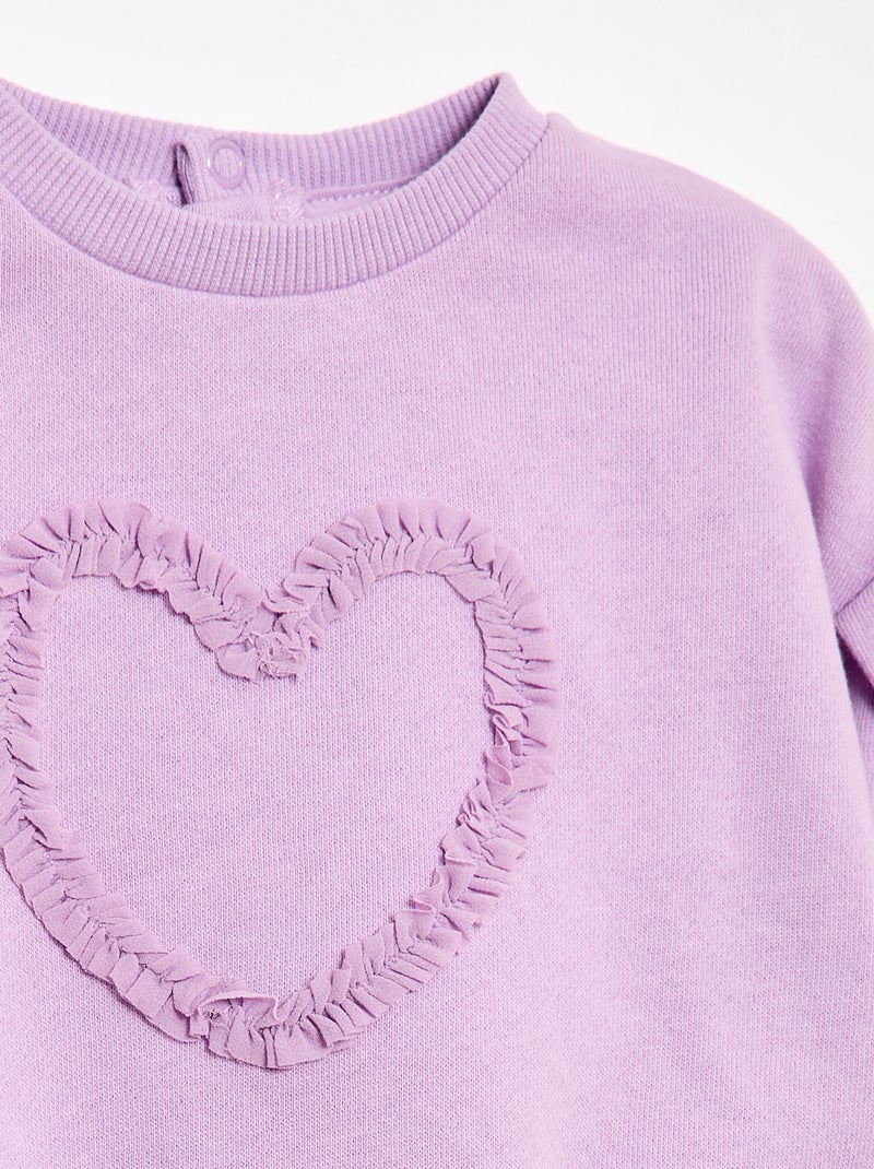 Sweat col rond en molleton léger à motif Violet - Kiabi