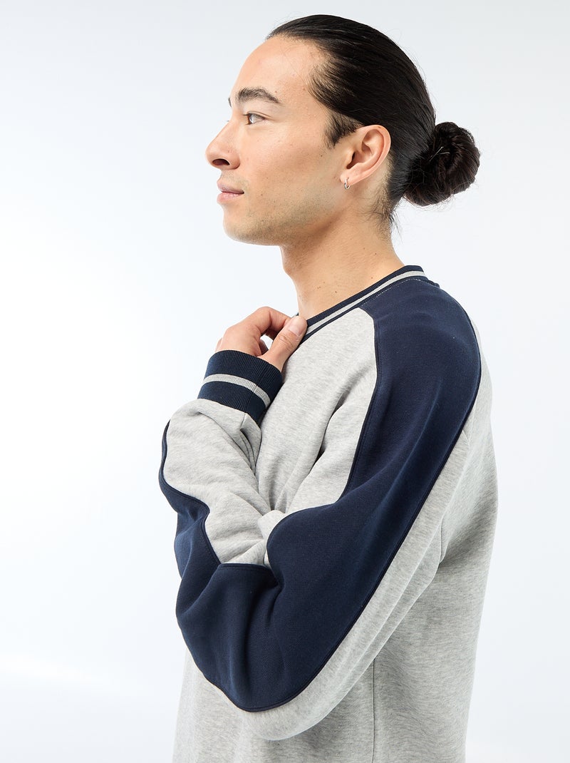 Sweat col V en french terry Gris - Kiabi