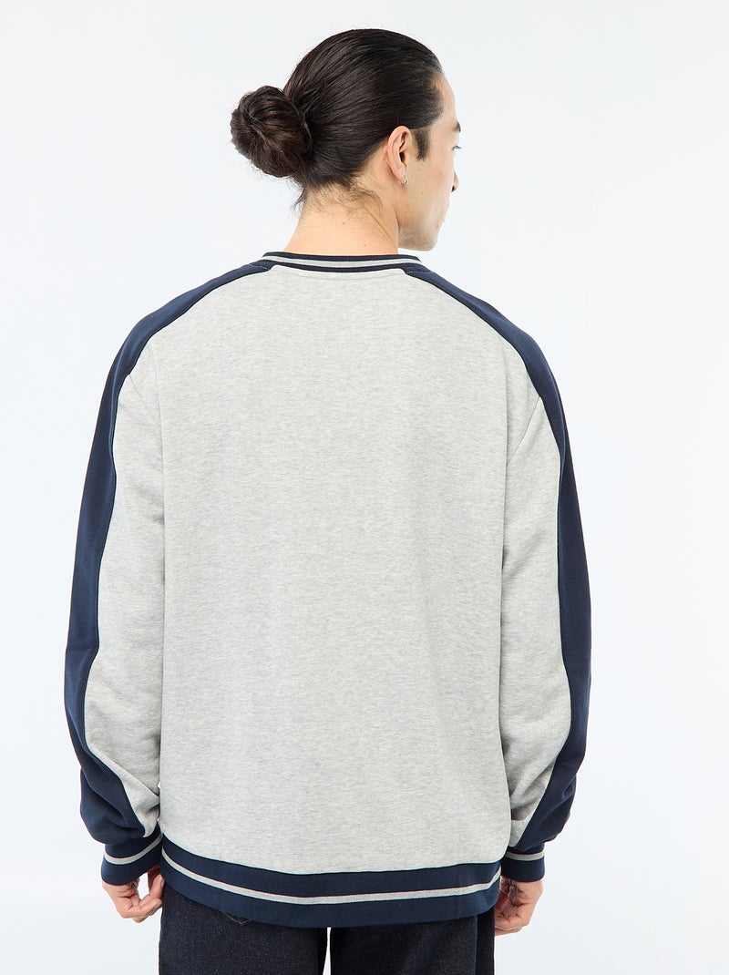 Sweat col V en french terry Gris - Kiabi