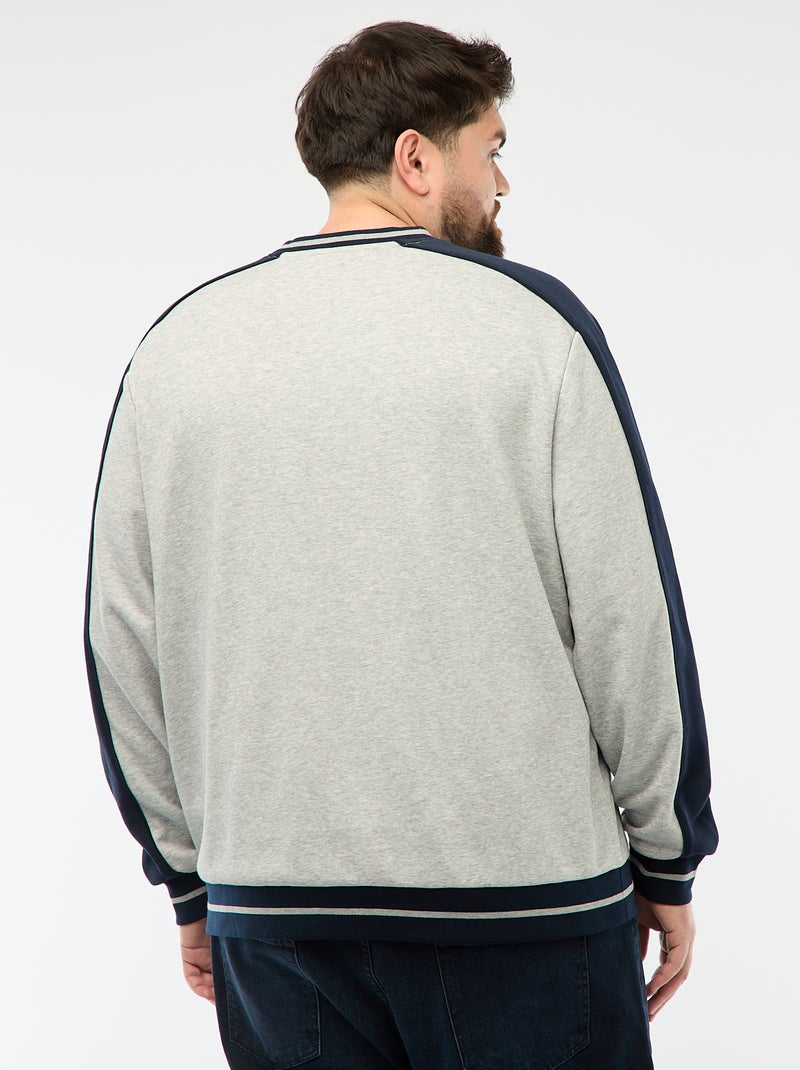 Sweat col V en French Terry Gris - Kiabi