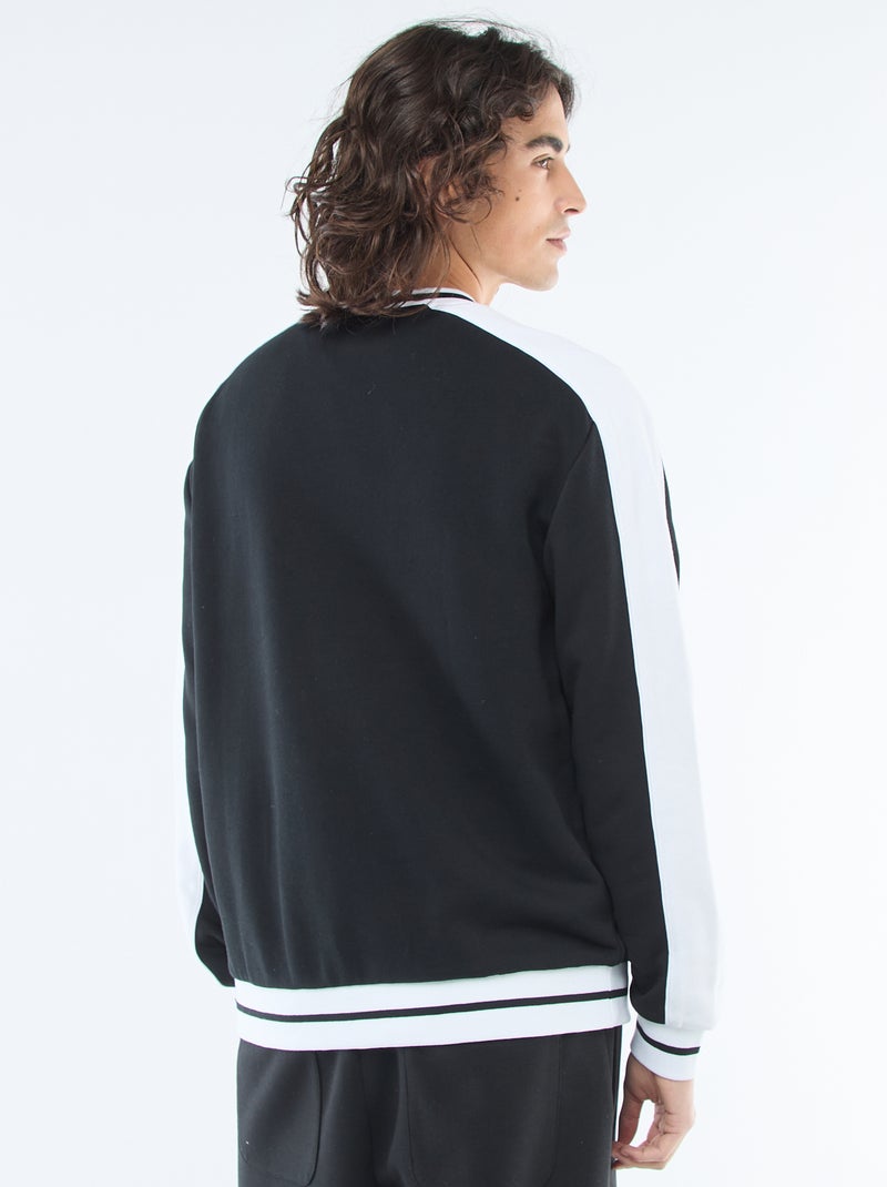 Sweat col V en french terry Noir - Kiabi
