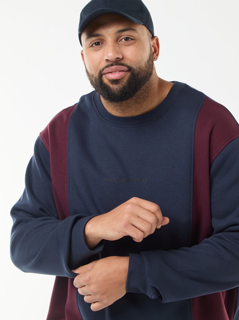 Sweat colorblock en molleton Bleu - Kiabi