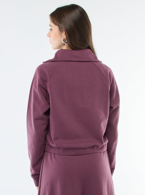 Sweat court zippé à message brodé - Kiabi