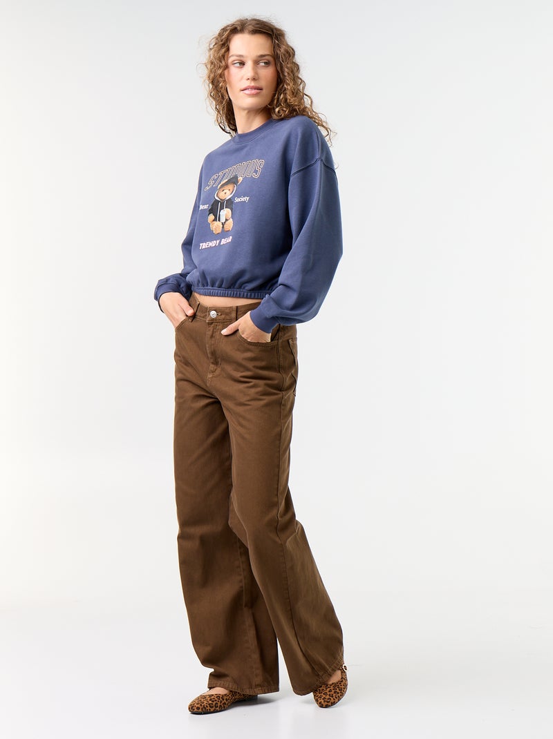 Sweat crop top Bleu - Kiabi