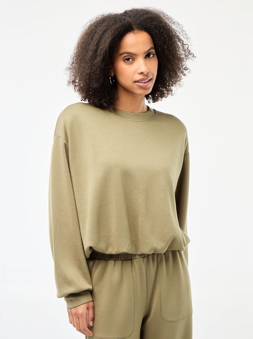 Sweat crop top effet boule - Kiabi