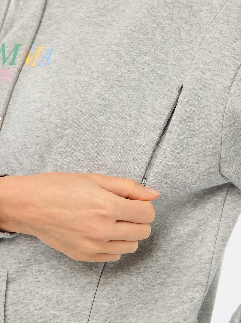 Sweat d'allaitement à capuche Gris - Kiabi