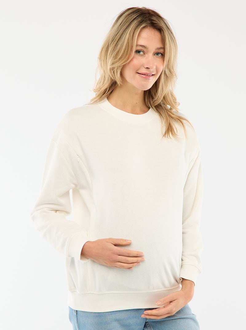 Sweat d'allaitement en molleton Blanc - Kiabi