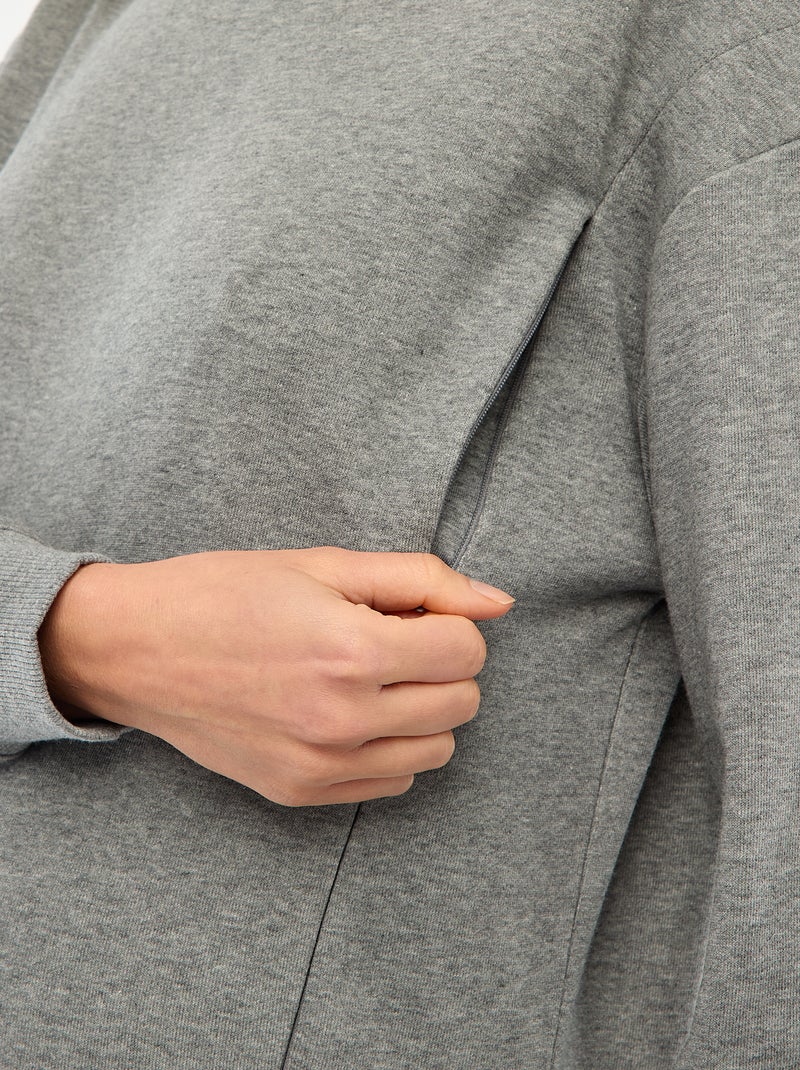 Sweat d'allaitement en molleton Gris - Kiabi