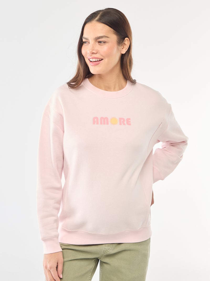 Sweat d'allaitement en molleton Rose - Kiabi