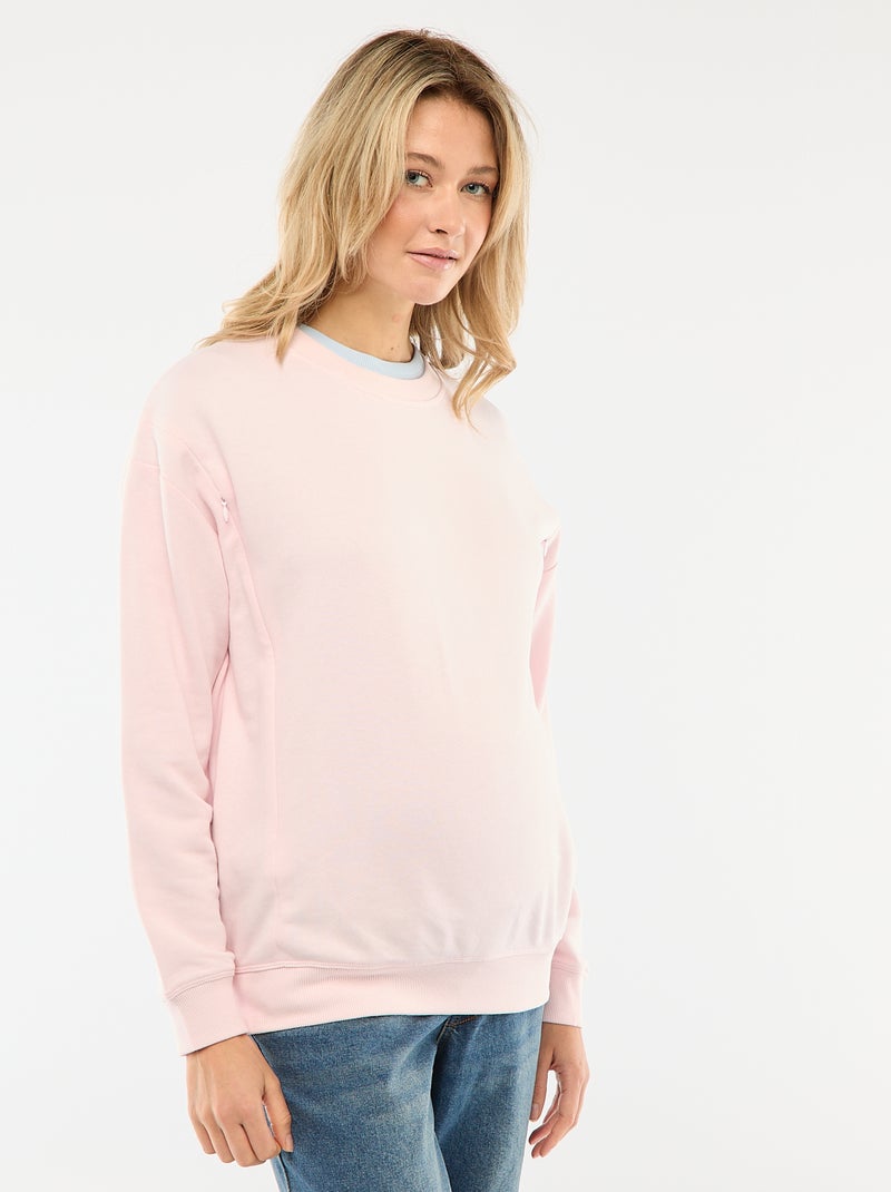 Sweat d'allaitement en molleton Rose - Kiabi