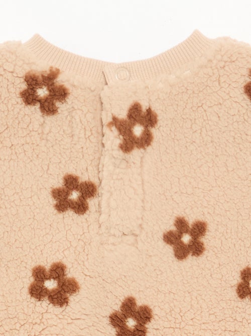 Sweat effet moutonné avec broderies - Kiabi