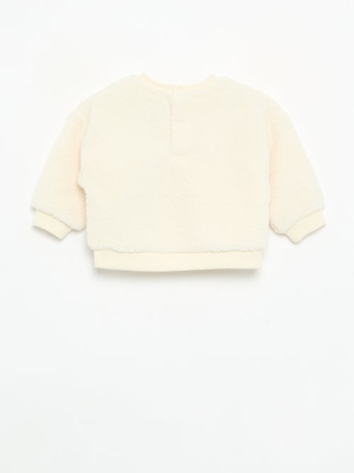 Sweat effet moutonné avec broderies - Kiabi