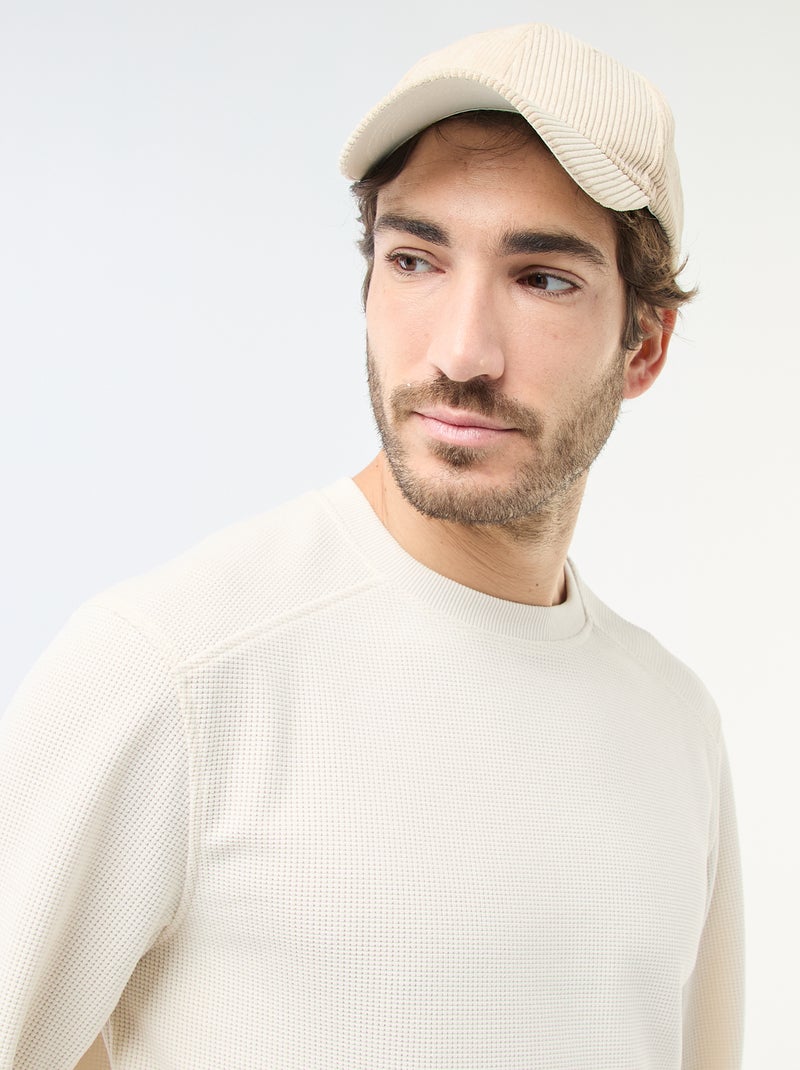 Sweat en maille nid d'abeilles Blanc - Kiabi