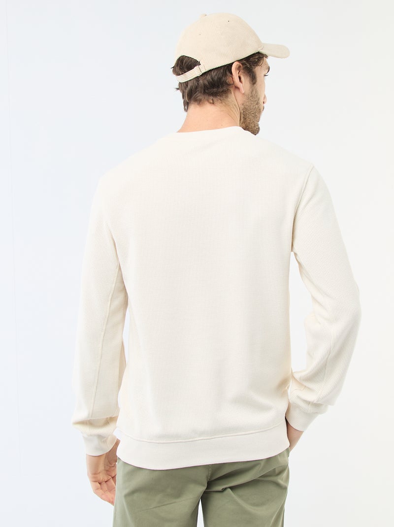 Sweat en maille nid d'abeilles Blanc - Kiabi