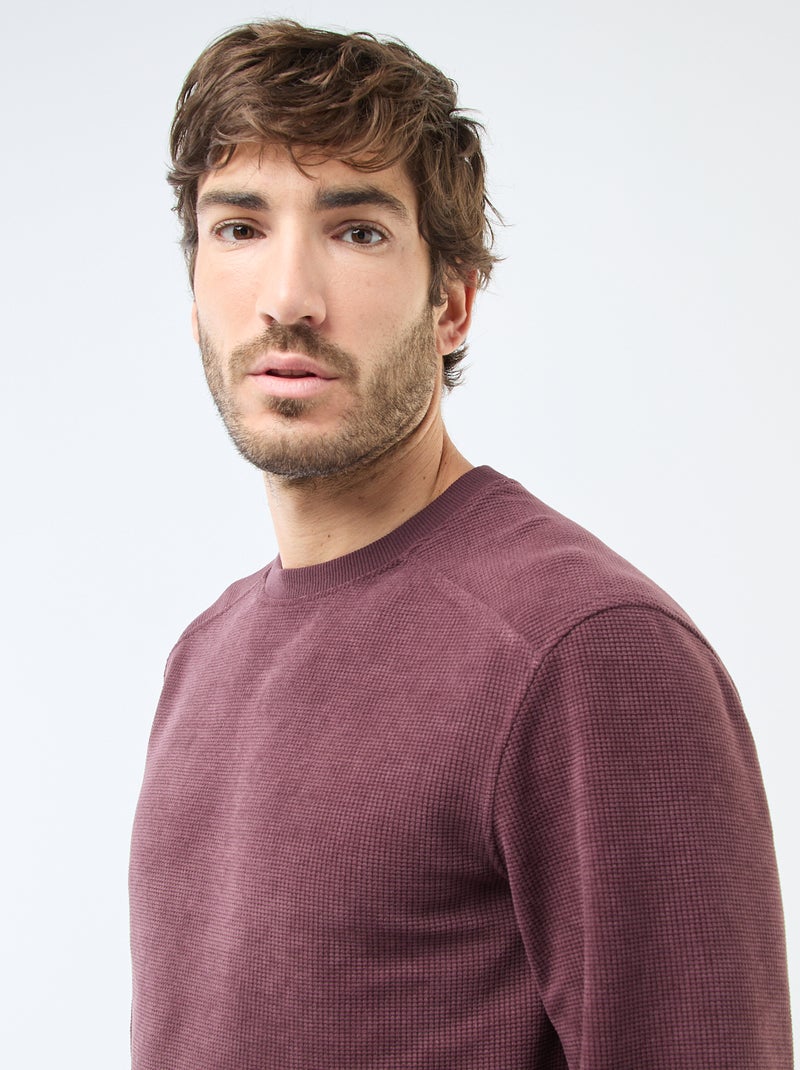 Sweat en maille nid d'abeilles Violet - Kiabi