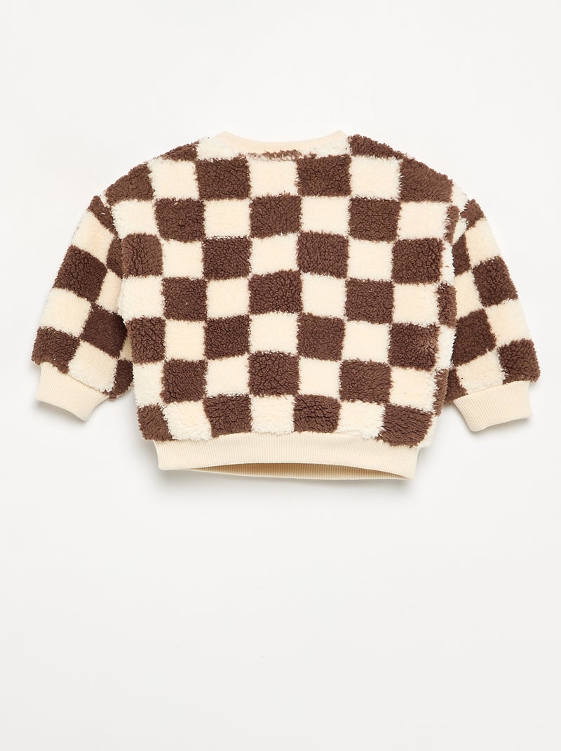 Sweat en matière effet moutonné Marron - Kiabi