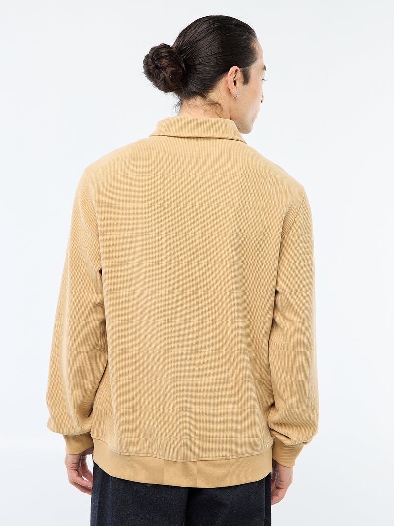 Sweat en matière gaufrée Beige - Kiabi