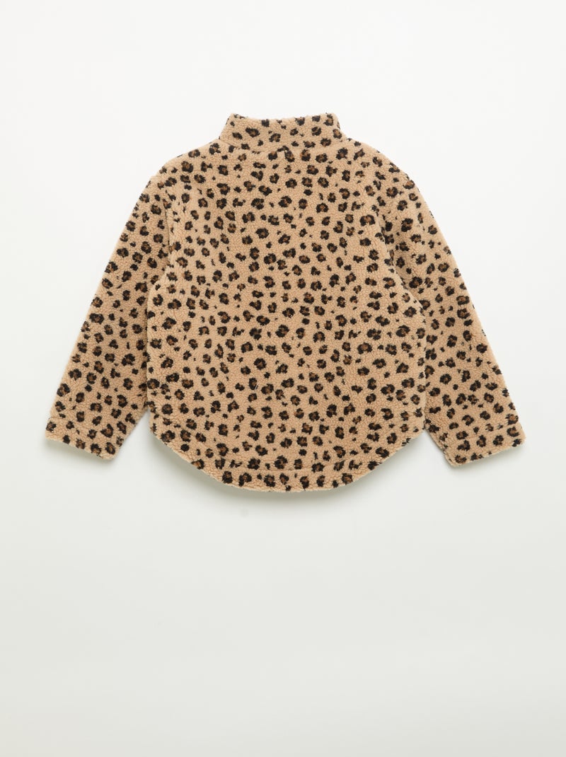 Sweat en matière moutonnée et avec col montant Marron - Kiabi