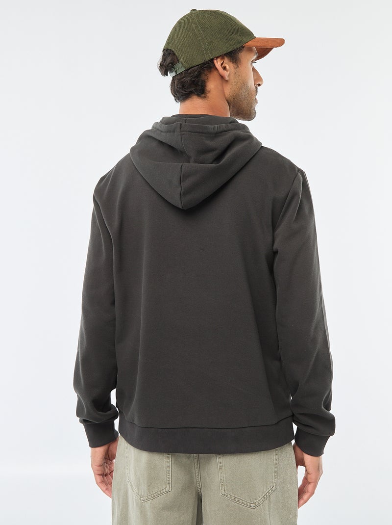 Sweat en molleton à capuche avec ouverture zippée au col Gris - Kiabi