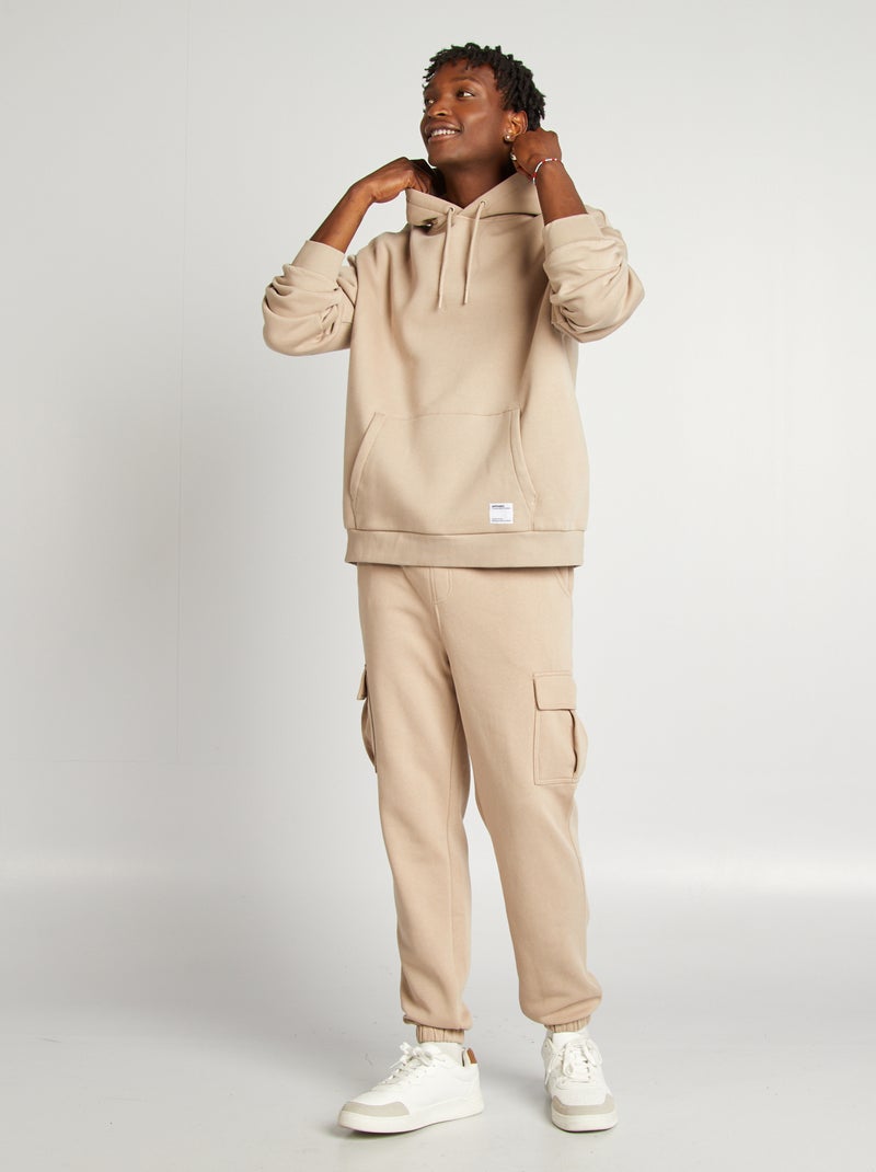 Sweat en molleton à capuche Beige - Kiabi