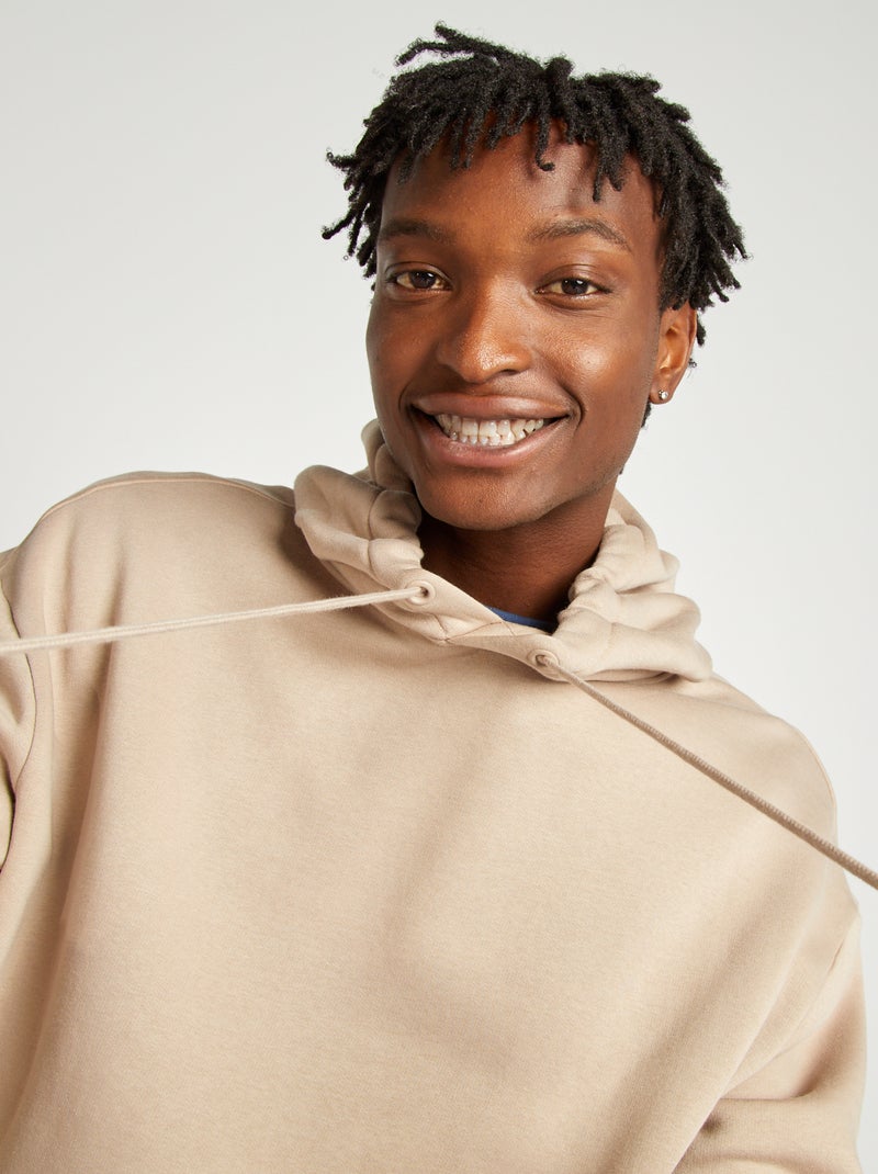 Sweat en molleton à capuche Beige - Kiabi