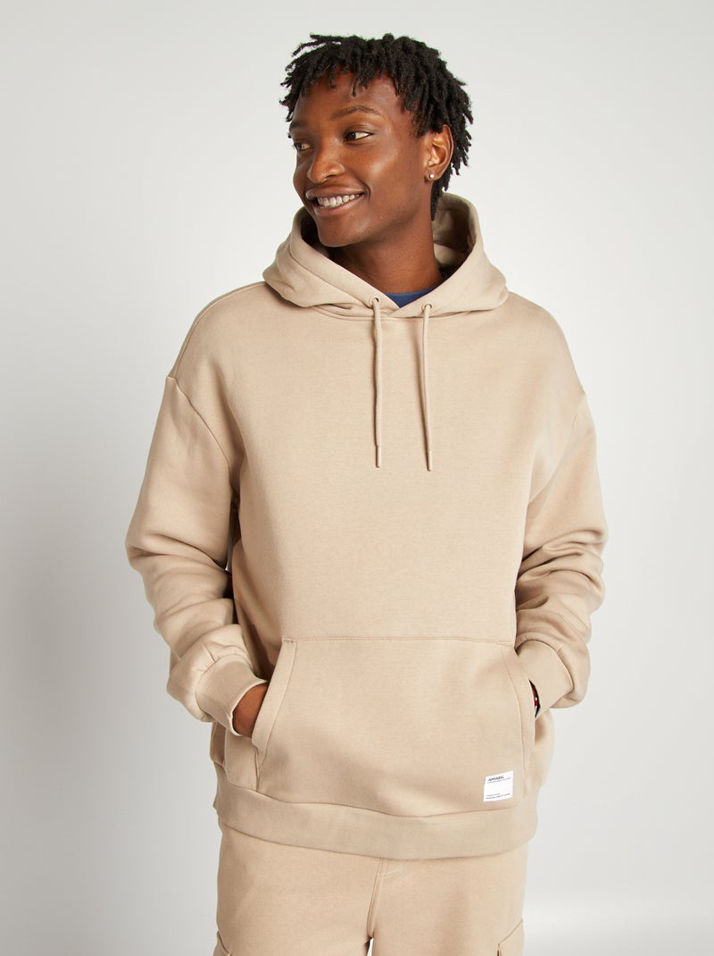 Sweat en molleton à capuche Beige - Kiabi