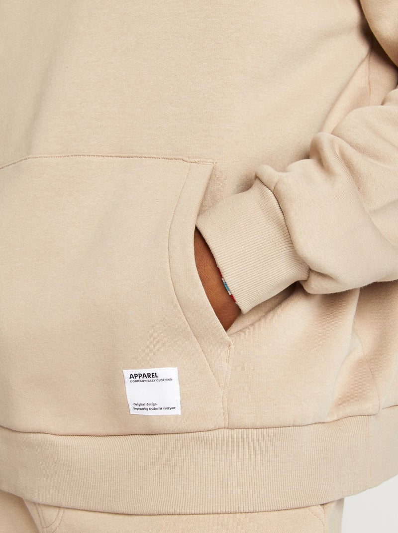 Sweat en molleton à capuche Beige - Kiabi