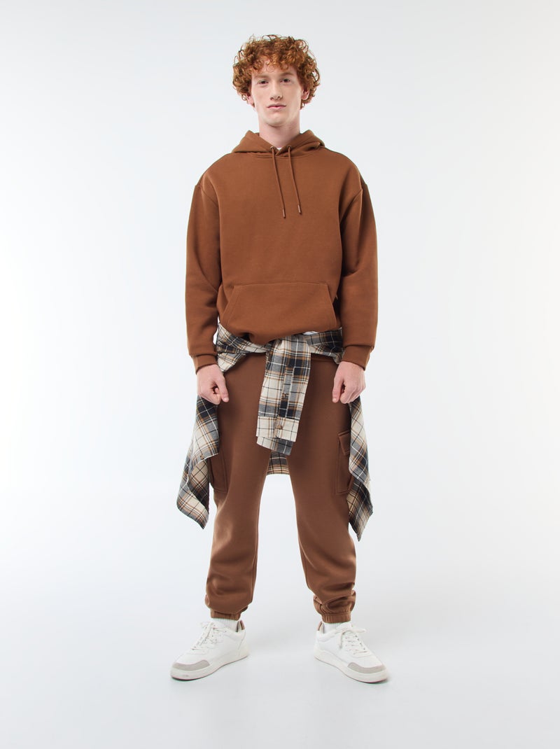 Sweat en molleton à capuche Marron - Kiabi