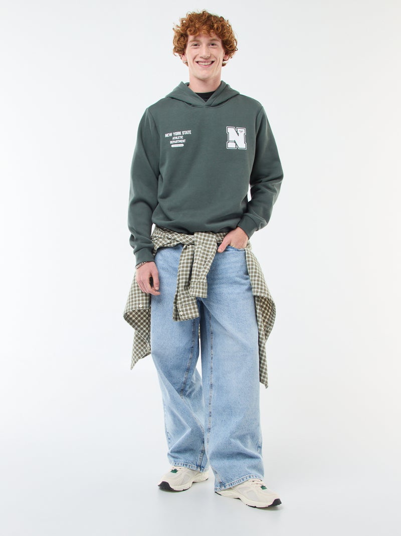 Sweat en molleton à imprimé Kaki - Kiabi