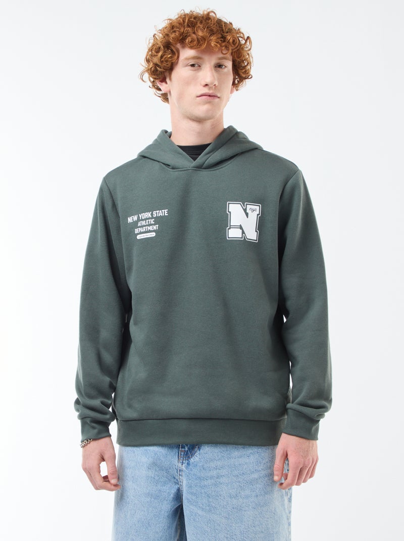 Sweat en molleton à imprimé Kaki - Kiabi