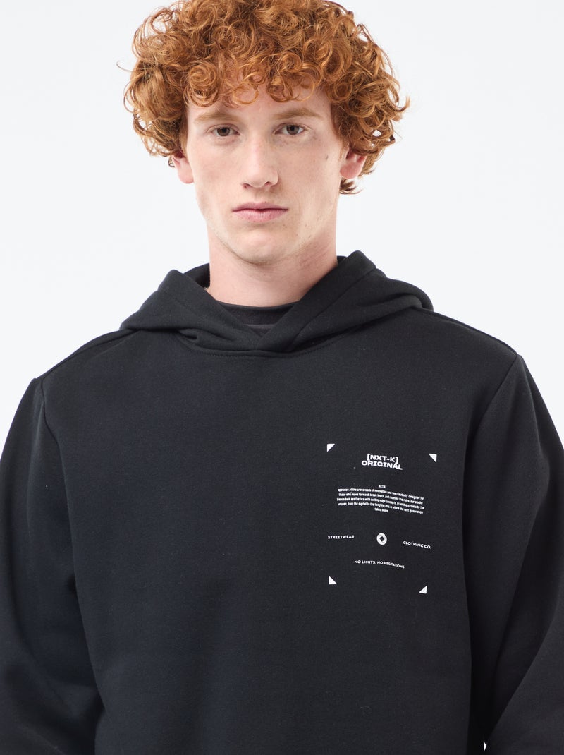 Sweat en molleton à imprimé Noir - Kiabi