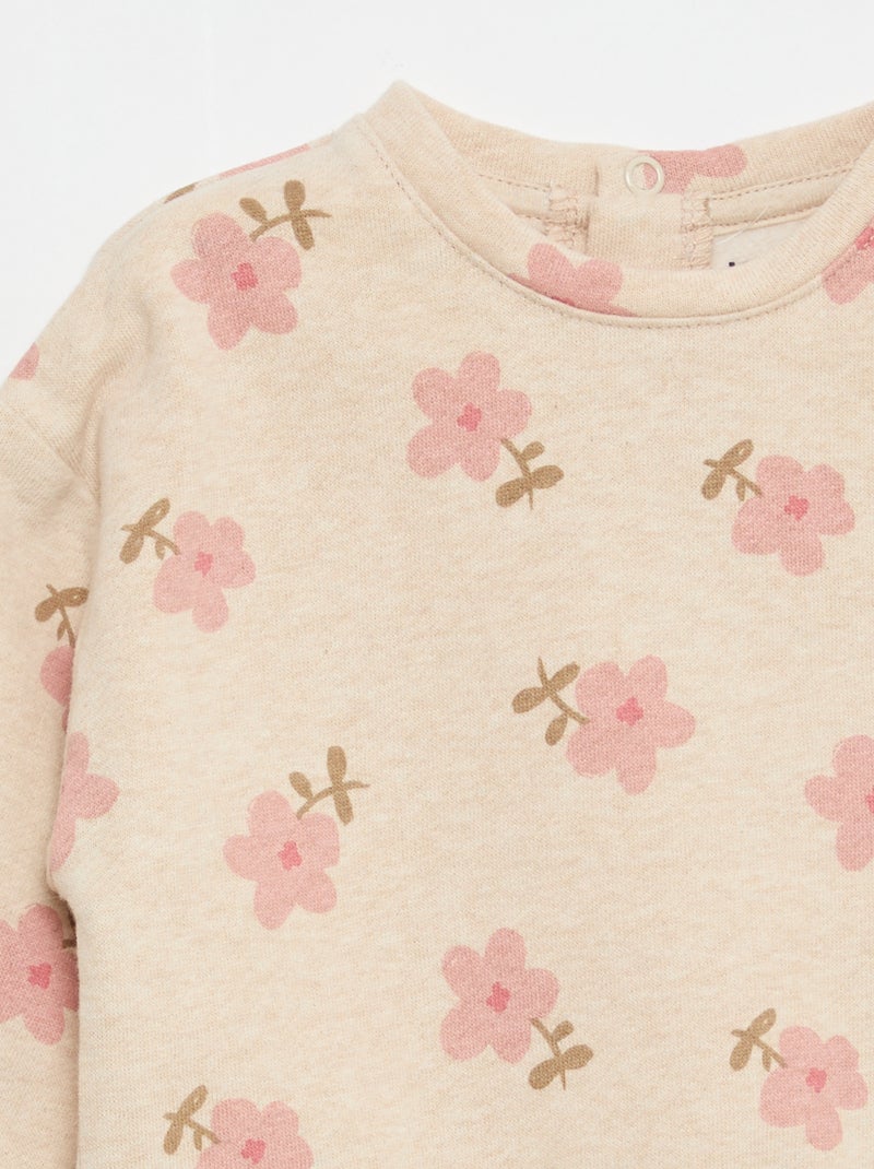 Sweat en molleton à motif Beige - Kiabi