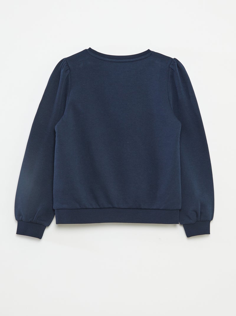 Sweat en molleton avec broderie et fronces aux épaules BLEU - Kiabi