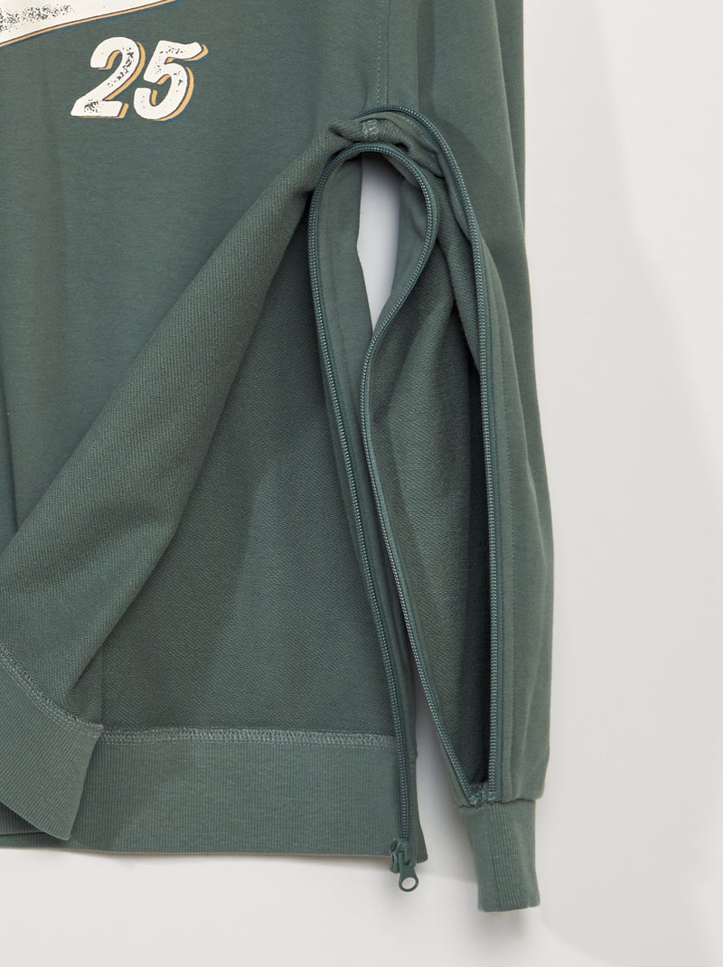 Sweat en molleton avec imprimé - collection facile à enfiler Kaki - Kiabi