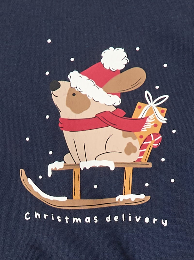 Sweat en molleton avec imprimé devant Bleu - Kiabi