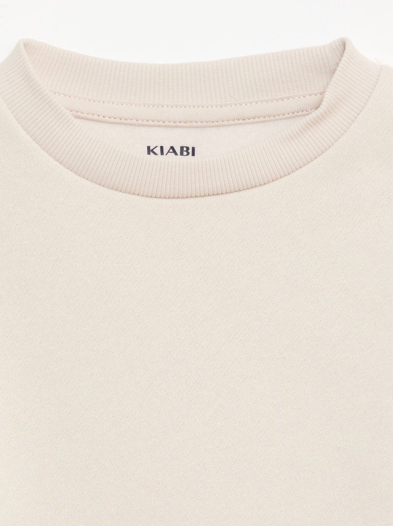 Sweat en molleton gratté uni BLANC - Kiabi