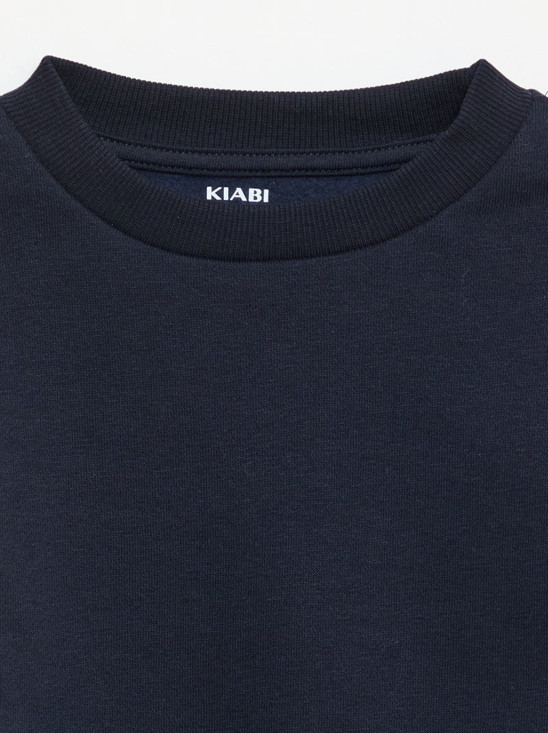 Sweat en molleton gratté uni BLEU - Kiabi