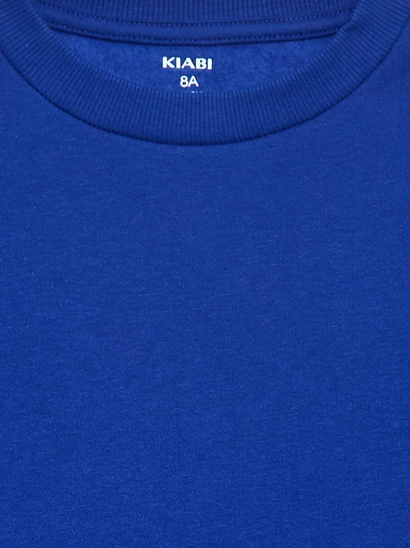 Sweat en molleton gratté uni Bleu - Kiabi