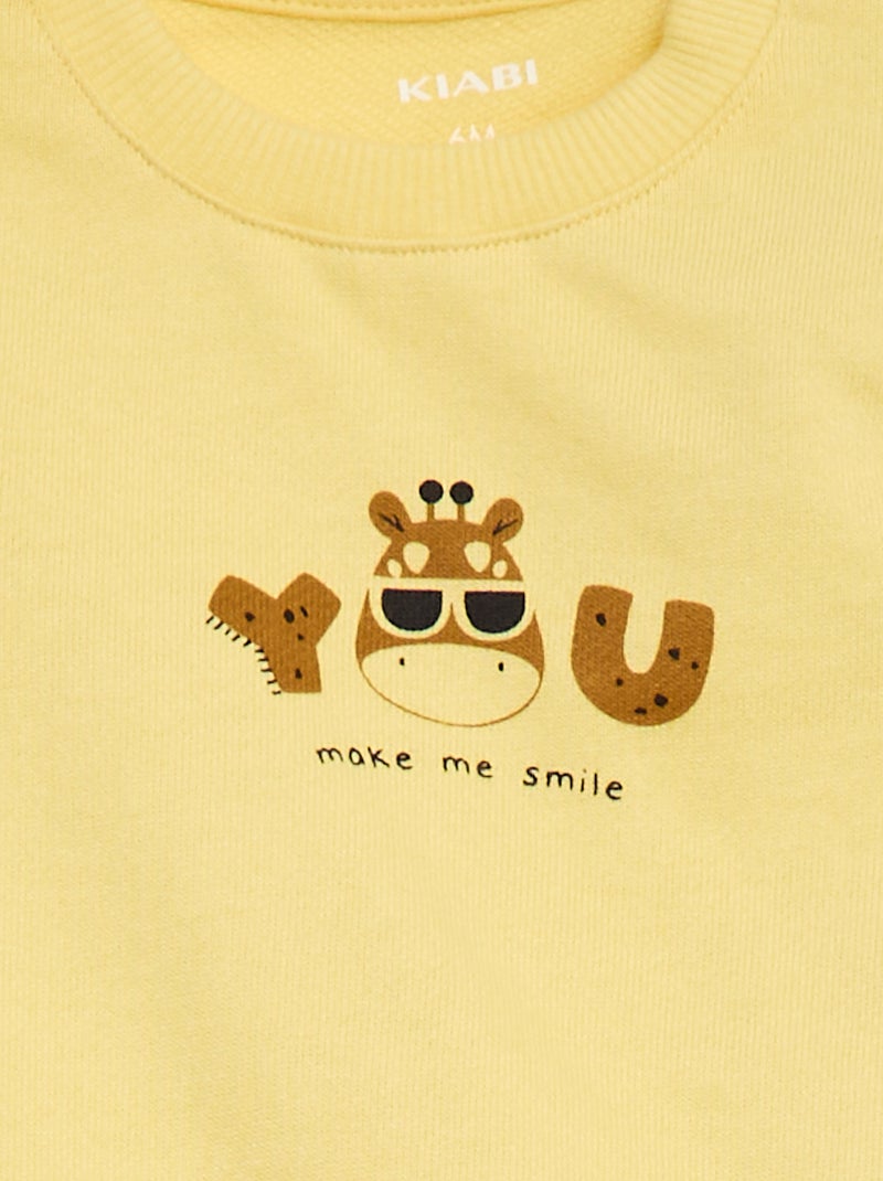 Sweat en molleton léger imprimé Jaune - Kiabi