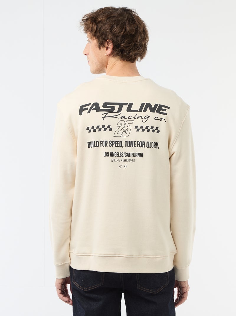 Sweat en molleton léger imprimé recto/verso Blanc - Kiabi