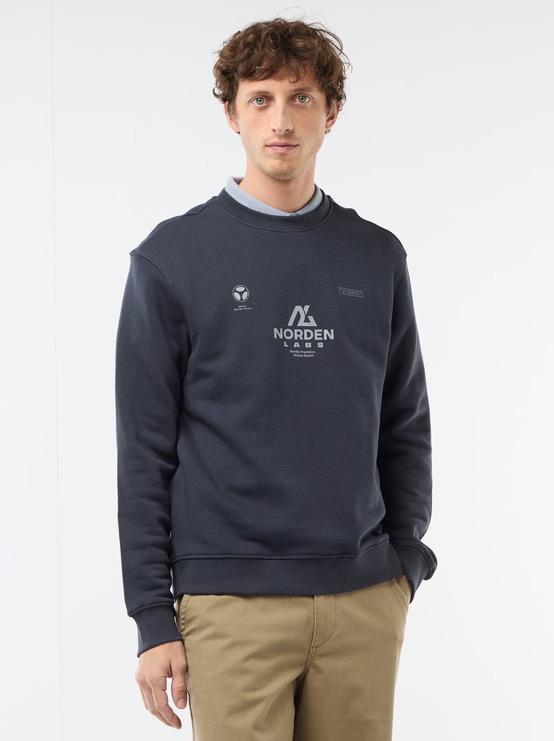 Sweat en molleton léger imprimé recto/verso Bleu - Kiabi